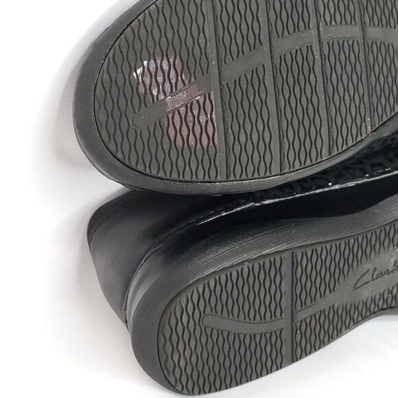 Clarks Unstructured Comfort Leather Shoes 7 M Black Animal Print Texture Zip - Picture 8 of 9